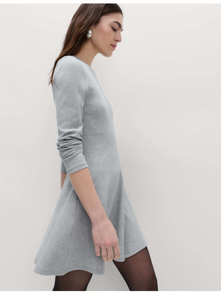 Marks & Spencer Набрана кръгла mini рокля с висок дял памук Marks & Spencer сиво
