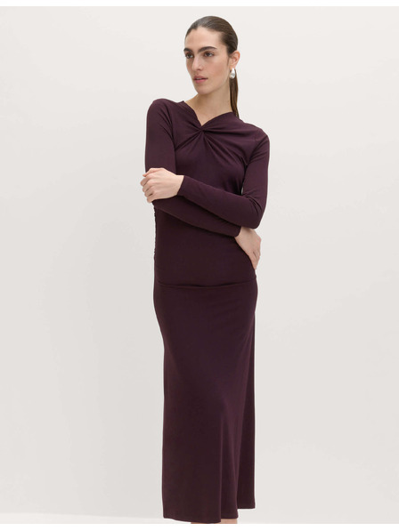 Marks & Spencer Прилепнала джърси midaxi рокля с възли и набиране Marks & Spencer кафяво