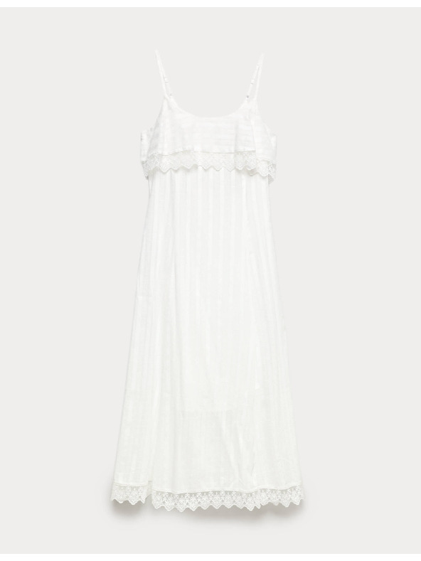 Marks & Spencer Еластична жакардова midi рокля от чист памук Marks & Spencer бяло
