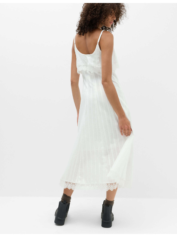 Marks & Spencer Еластична жакардова midi рокля от чист памук Marks & Spencer бяло