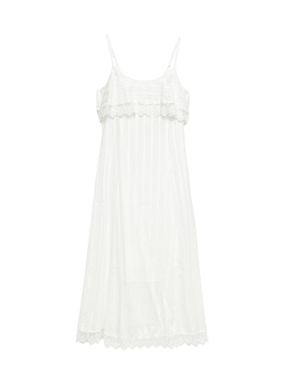 Marks & Spencer Еластична жакардова midi рокля от чист памук Marks & Spencer бяло