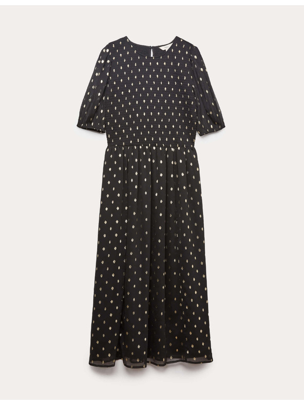 Marks & Spencer Midi рокля с металик точков печат Marks & Spencer черно