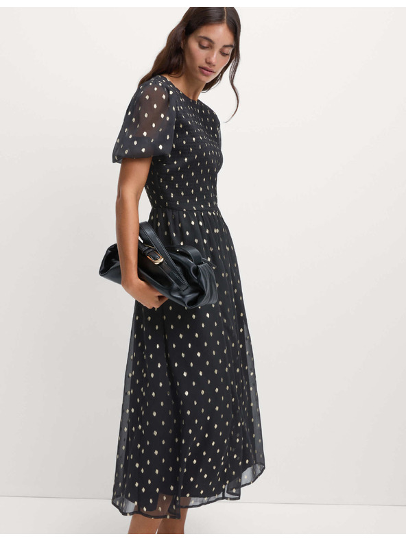 Marks & Spencer Midi рокля с металик точков печат Marks & Spencer черно