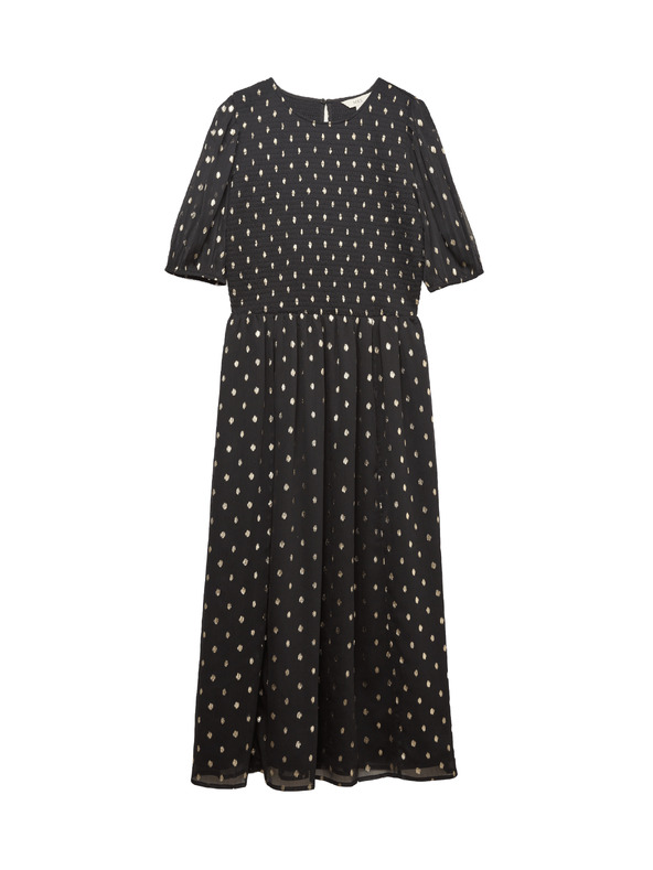 Marks & Spencer Midi рокля с металик точков печат Marks & Spencer черно