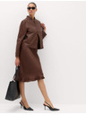 Marks & Spencer Атласна еластична midi пола с набиране Marks & Spencer кафяво