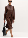 Marks & Spencer Атласна еластична midi пола с набиране Marks & Spencer кафяво