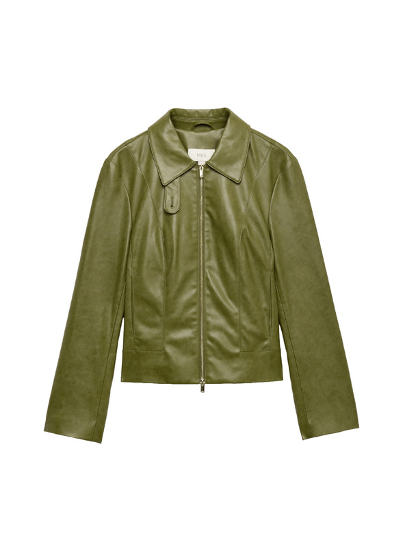 Marks & Spencer Harrington тип яке от изкуствена кожа Marks & Spencer зелено