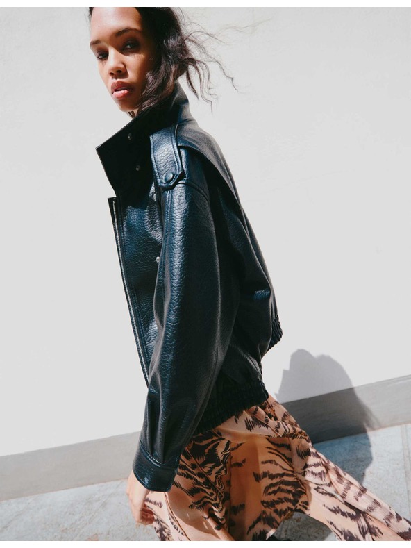 Marks & Spencer Bomber якета от имитация на кожа със стояче яка Marks & Spencer черна