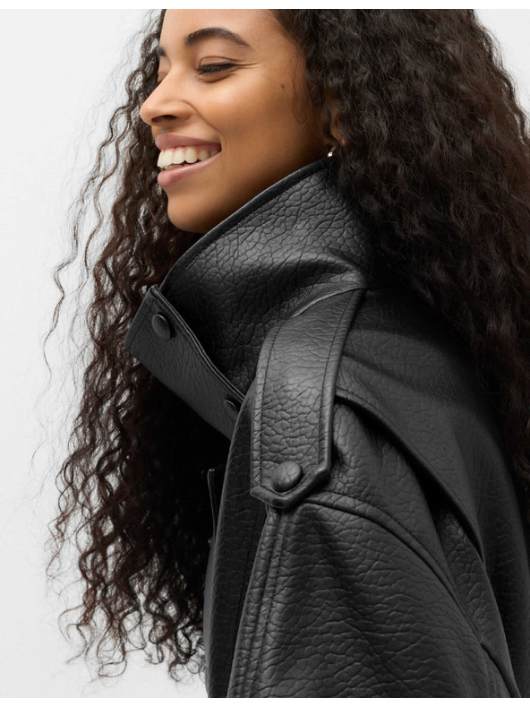 Marks & Spencer Bomber якета от имитация на кожа със стояче яка Marks & Spencer черна