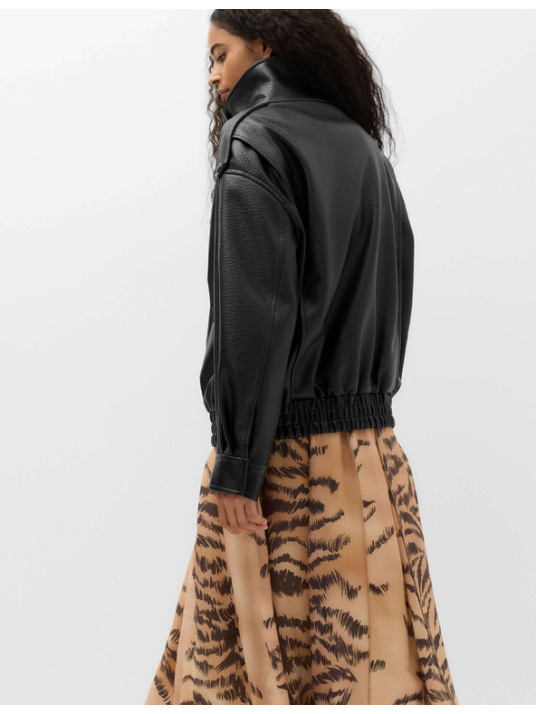 Marks & Spencer Bomber якета от имитация на кожа със стояче яка Marks & Spencer черна