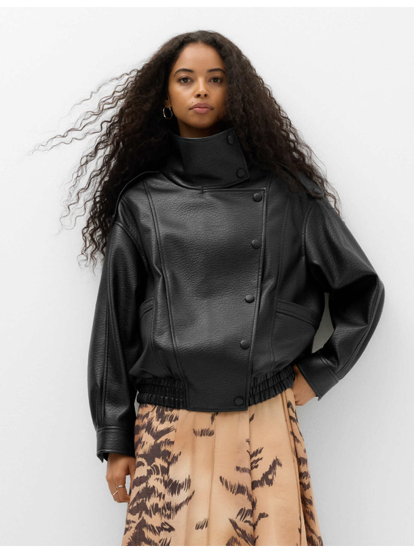 Marks & Spencer Bomber якета от имитация на кожа със стояче яка Marks & Spencer черна