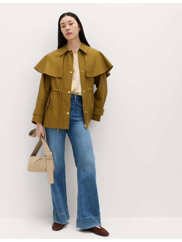 Marks & Spencer Плащ с яка и подчертан пас, от чист памук Marks & Spencer зелена