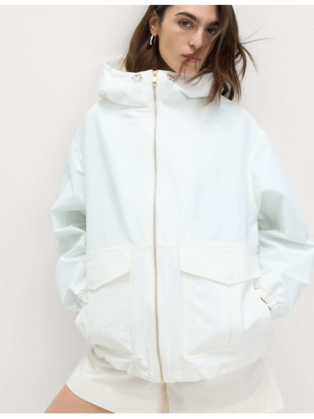 Marks & Spencer Паркa с качулка, висок процент памук и технология Stormwear™ Marks & Spencer кремава