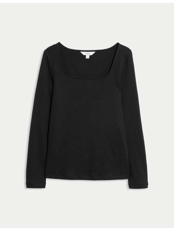 Marks & Spencer Топ от чист памук с квадратно деколте Marks & Spencer черна