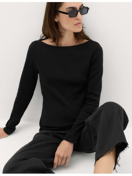 Marks & Spencer Топ с морско деколте, с висок процент памук Marks & Spencer черна