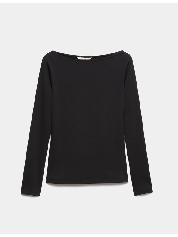 Marks & Spencer Топ с морско деколте, с висок процент памук Marks & Spencer черна