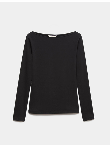 Marks & Spencer Топ с морско деколте, с висок процент памук Marks & Spencer черна