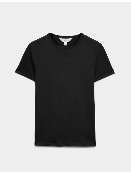 Marks & Spencer Прилепнала тениска с деколте до шията Marks & Spencer черна