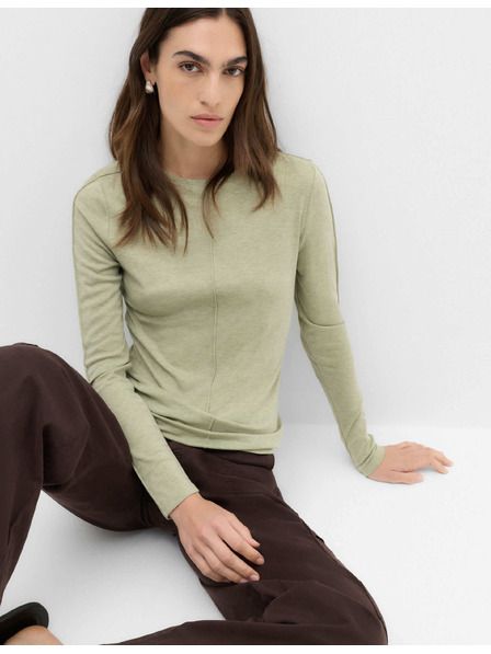 Marks & Spencer Изглажен топ с дълги ръкави, с вълна Marks & Spencer зелен