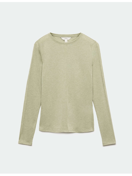 Marks & Spencer Изглажен топ с дълги ръкави, с вълна Marks & Spencer зелен