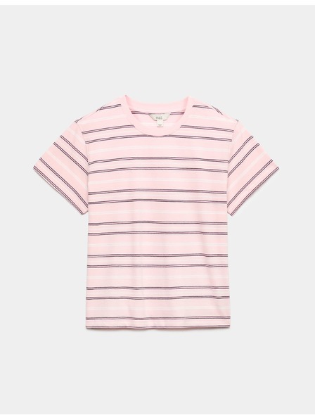 Marks & Spencer Райе тениска от чист памук Marks & Spencer розова