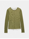 Marks & Spencer Двуслоен топ със волан подплата Marks & Spencer зелена