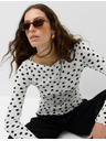 Marks & Spencer Жърси топ с точки и лодка деколте със мрежа Marks & Spencer бяла