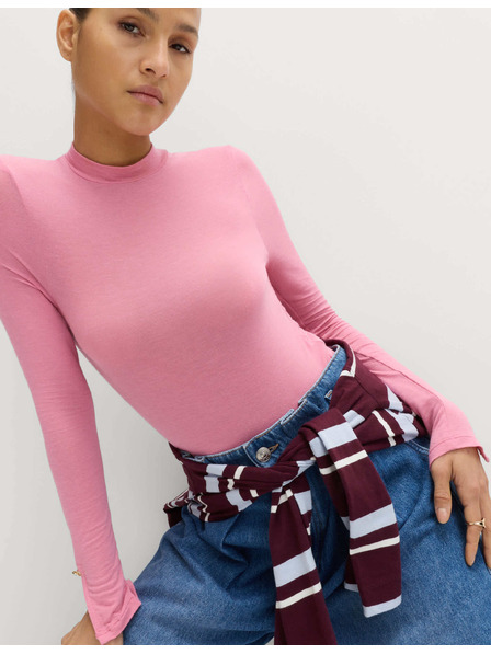 Marks & Spencer Жърси топ Second Skin с поло яка с висок процент модал Marks & Spencer розова