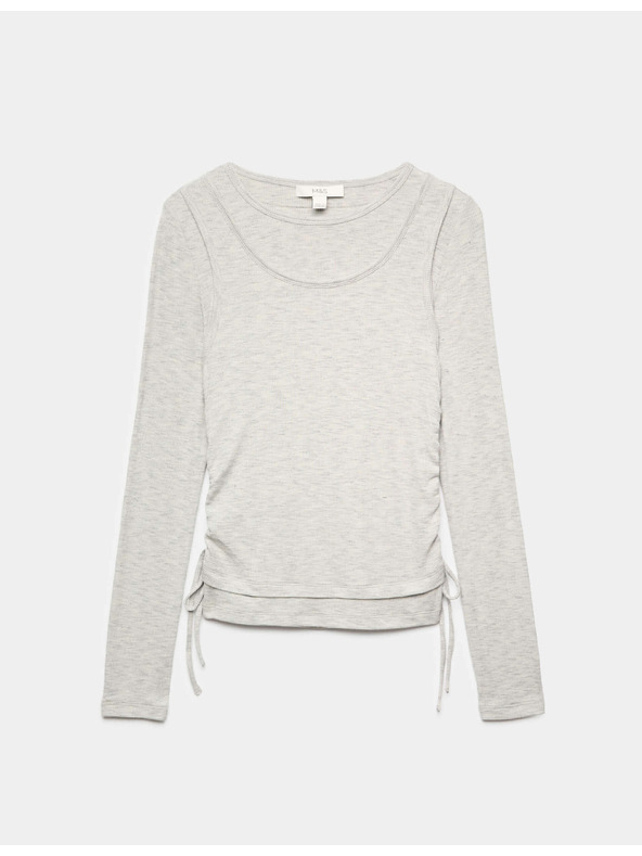 Marks & Spencer Двуслоен драпиран топ със завязване отстранично Marks & Spencer сива