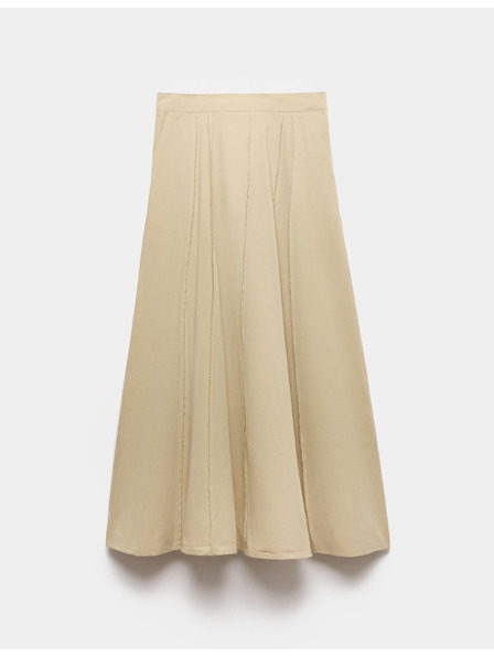 Marks & Spencer Миди кръгла пола със стърчащи краища от чист памук Marks & Spencer бежова