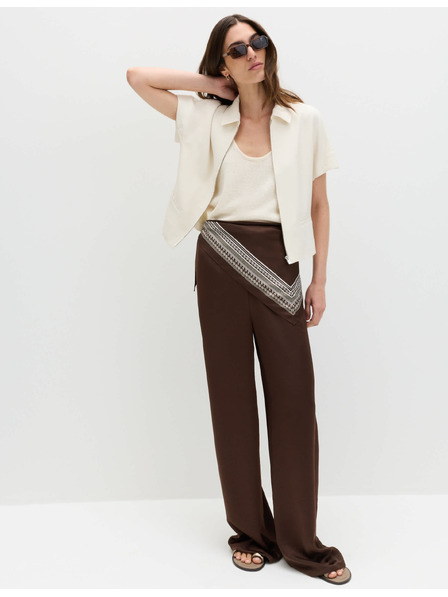 Marks & Spencer Широки панталони със сатенена подплата и шнур за регулиране Marks & Spencer кафява