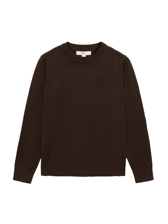 Marks & Spencer Суитшърт с яка от лека прежда Marks & Spencer кафяв