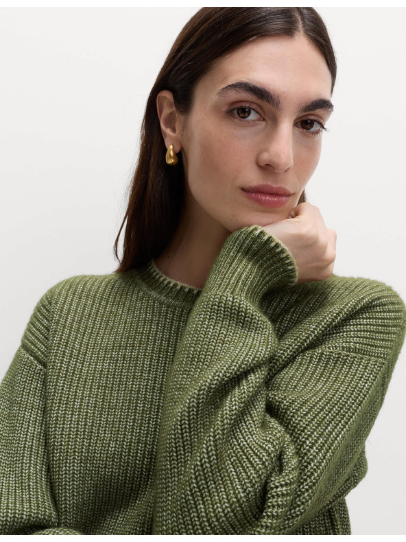 Marks & Spencer Пуловер от мека прежда с кръгло деколте и връзване Marks & Spencer зелено