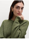 Marks & Spencer Пуловер от мека прежда с кръгло деколте и връзване Marks & Spencer зелено
