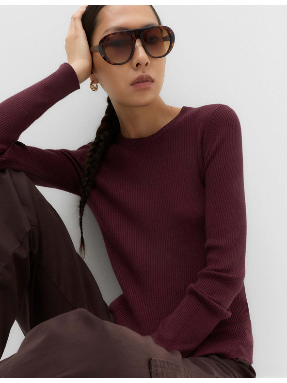 Marks & Spencer Прилепнат мощен пулувър с кръгло деколте Marks & Spencer червена