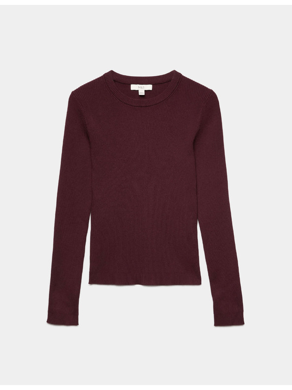 Marks & Spencer Прилепнат мощен пулувър с кръгло деколте Marks & Spencer червена