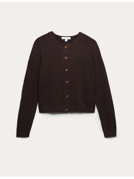 Marks & Spencer Застегиваем скъсен кардиган с висок процент памук Marks & Spencer кафяво