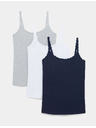 Marks & Spencer Тилко с дантелена finishing и висок дял памук, 3 бр. Marks & Spencer морско синьо