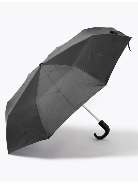 Marks & Spencer Чадър от рециклиран полиестер с извита дръжка и Windtech™ Marks & Spencer черен