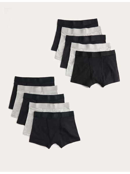 Marks & Spencer Памучни боксерки с еластан, 10 броя в опаковка (5–16 години) Marks & Spencer черен