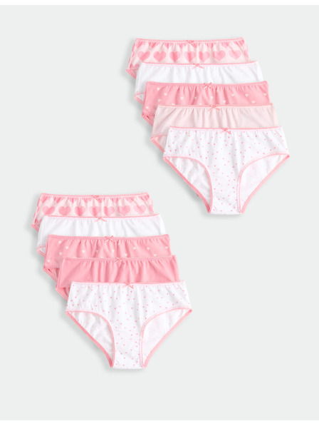 Marks & Spencer Розови памучни slip със сърцева форма и еластан, 10 броя в опаковка (2–14 години) Marks & Spencer розов