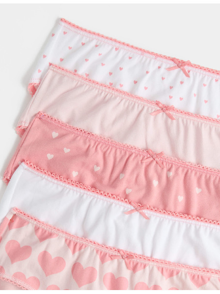 Marks & Spencer Розови памучни slip със сърцева форма и еластан, 10 броя в опаковка (2–14 години) Marks & Spencer розов