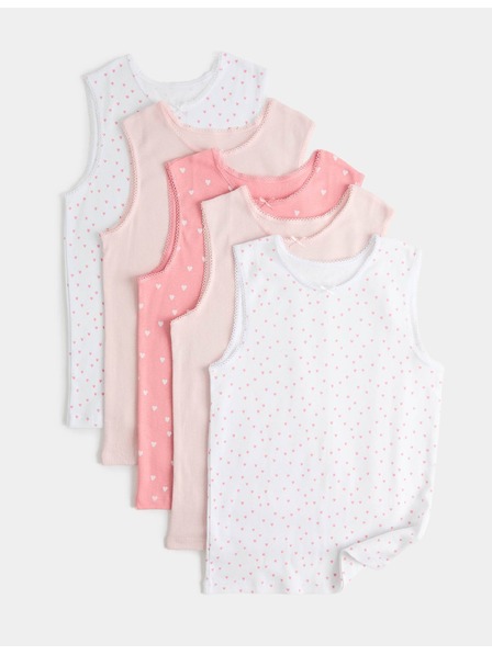 Marks & Spencer Потници със сърца, от чистo памук, 5 бр. в опаковка (2–14 години) Marks & Spencer розов