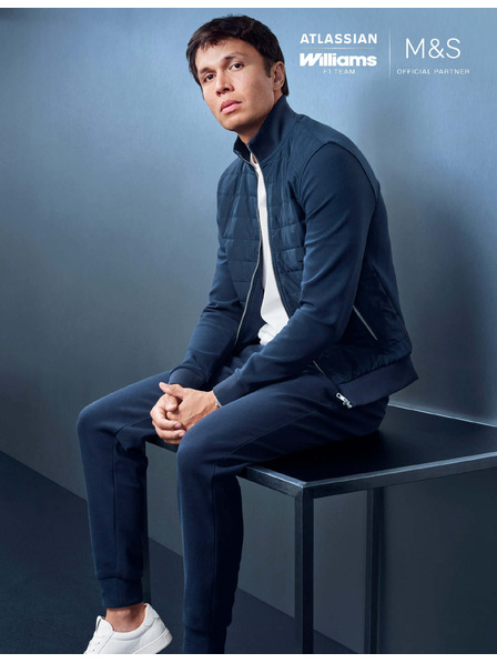 Marks & Spencer Спортни панталони с висок процент памук и манжети, нормален крой Marks & Spencer морско синьо