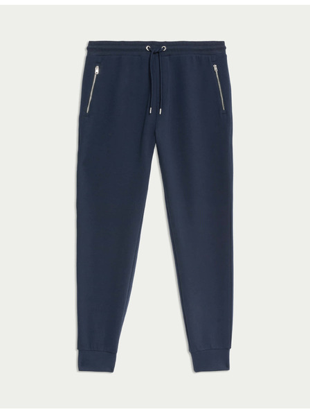 Marks & Spencer Спортни панталони с висок процент памук и манжети, нормален крой Marks & Spencer морско синьо