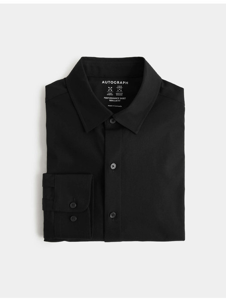 Marks & Spencer Риза с тесен прибор от памучен микс с без гланцева обработка Marks & Spencer черна