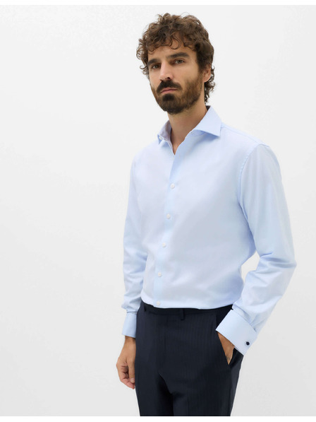 Marks & Spencer Кепърна риза класически крой от луксозен памук с двойна манжета Marks & Spencer синьо