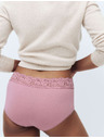 Marks & Spencer Дантелени миди бикини от памук с lycra, 5 бр. в опаковка Marks & Spencer розова