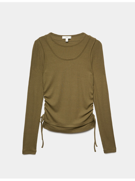Marks & Spencer Двуслоен драпиран топ със завязване отстранично Marks & Spencer зелена