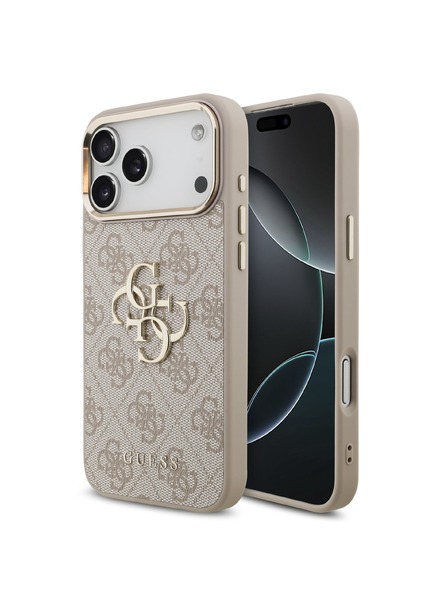Guess Guess PU Leather 4G Metal Logo Gold Frame Задна корица за iPhone 18 Pro Max Pink